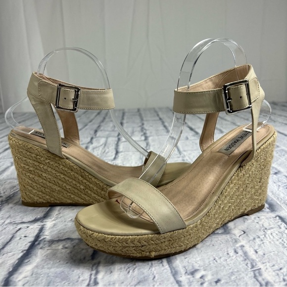 Steve Madden Shoes - Steve Madden Espadrille Wedge Sandals Beige Size 9.5